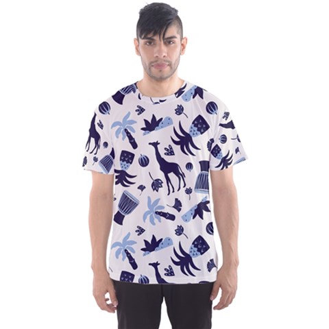 Cute Safari Animals Blue Giraffe Men s Sport Mesh Tee by Stikle