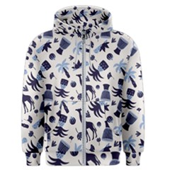 Cute Safari Animals Blue Giraffe Men s Zipper Hoodie