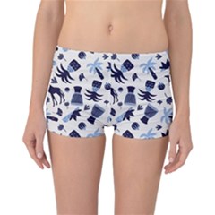 Cute Safari Animals Blue Giraffe Reversible Boyleg Bikini Bottoms by Stikle