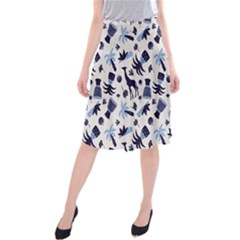 Cute Safari Animals Blue Giraffe Midi Beach Skirt