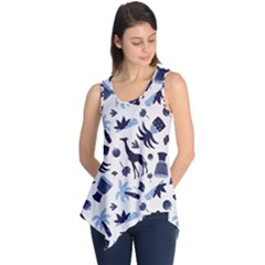 Cute Safari Animals Blue Giraffe Sleeveless Tunic