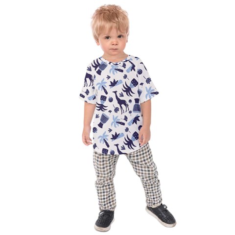 Cute Safari Animals Blue Giraffe Kids  Raglan Tee by Stikle