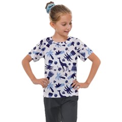 Cute Safari Animals Blue Giraffe Kids  Mesh Piece Tee