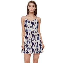 Cute Safari Animals Blue Giraffe Short Frill Dress by Stikle