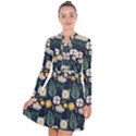 Flower Grey Pattern Floral Long Sleeve Panel Dress View1