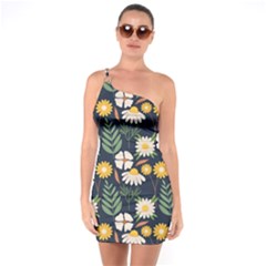 Flower Grey Pattern Floral One Soulder Bodycon Dress by Dutashop