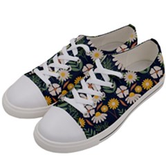 Flower Grey Pattern Floral Men s Low Top Canvas Sneakers by Dutashop