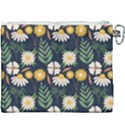 Flower Grey Pattern Floral Canvas Cosmetic Bag (XXXL) View2