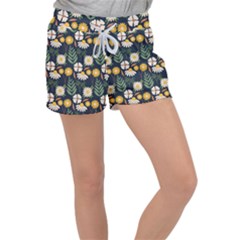 Flower Grey Pattern Floral Velour Lounge Shorts