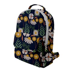 Flower Grey Pattern Floral Flap Pocket Backpack (large)