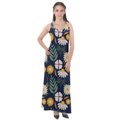 Flower Grey Pattern Floral Sleeveless Velour Maxi Dress by Dutashop