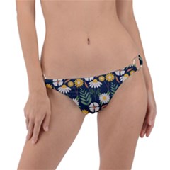 Flower Grey Pattern Floral Ring Detail Bikini Bottom