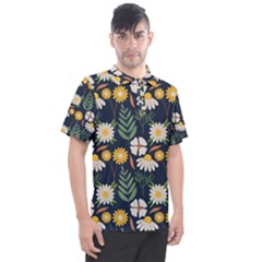 Flower Grey Pattern Floral Men s Polo Tee by Dutashop