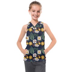 Flower Grey Pattern Floral Kids  Sleeveless Hoodie