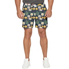 Flower Grey Pattern Floral Men s Runner Shorts by Dutashop