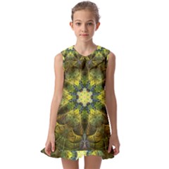 Fractal-fantasy-design-background- Kids  Pilgrim Collar Ruffle Hem Dress