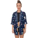 Cute-astronaut-cat-with-star-galaxy-elements-seamless-pattern Open Front Chiffon Kimono View1