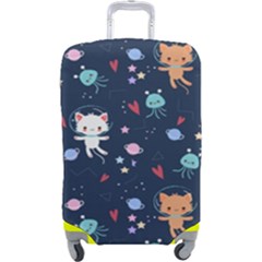 Cute-astronaut-cat-with-star-galaxy-elements-seamless-pattern Luggage Cover (large) by Vaneshart