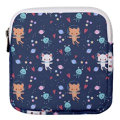 Cute-astronaut-cat-with-star-galaxy-elements-seamless-pattern Mini Square Pouch by Vaneshart