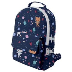 Cute-astronaut-cat-with-star-galaxy-elements-seamless-pattern Flap Pocket Backpack (small) by Vaneshart