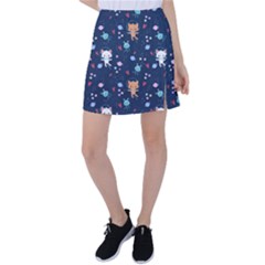 Cute-astronaut-cat-with-star-galaxy-elements-seamless-pattern Tennis Skirt by Vaneshart