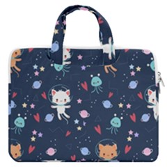 Cute-astronaut-cat-with-star-galaxy-elements-seamless-pattern Macbook Pro 13  Double Pocket Laptop Bag by Vaneshart