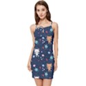 Cute-astronaut-cat-with-star-galaxy-elements-seamless-pattern Summer Tie Front Dress View1