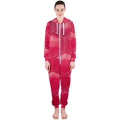 Red Textured Wall Hooded Jumpsuit (ladies)