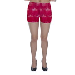 Red Textured Wall Skinny Shorts by artworkshop