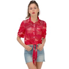 Red Textured Wall Tie Front Shirt  by artworkshop