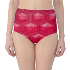 Red Textured Wall Classic High-waist Bikini Bottoms by artworkshop