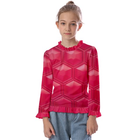 Red Textured Wall Kids  Frill Detail Tee by artworkshop