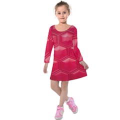 Red Textured Wall Kids  Long Sleeve Velvet Dress by artworkshop