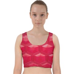 Red Textured Wall Velvet Racer Back Crop Top by artworkshop