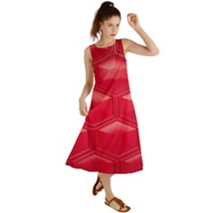 Red Textured Wall Summer Maxi Dress by artworkshop