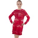 Red Textured Wall Long Sleeve Hoodie Dress View1