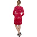 Red Textured Wall Long Sleeve Hoodie Dress View2