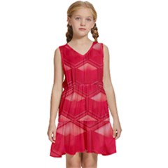 Red Textured Wall Kids  Sleeveless Tiered Mini Dress by artworkshop