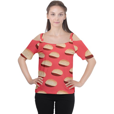 Stackable Chips In Lines Cutout Shoulder Tee by artworkshop