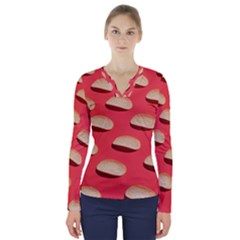 Stackable Chips In Lines V-neck Long Sleeve Top by artworkshop