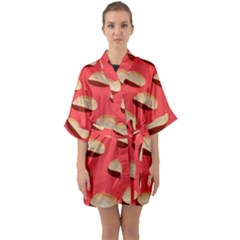 Stackable Chips In Lines Half Sleeve Satin Kimono  by artworkshop