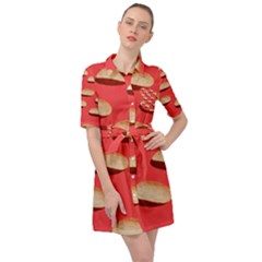 Stackable Chips In Lines Belted Shirt Dress by artworkshop