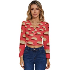 Stackable Chips In Lines Long Sleeve V-neck Top by artworkshop