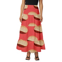 Stackable Chips In Lines Tiered Ruffle Maxi Skirt by artworkshop