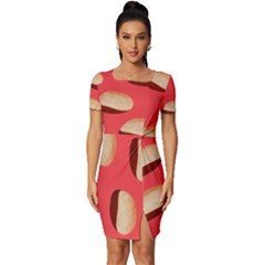 Stackable Chips In Lines Fitted Knot Split End Bodycon Dress by artworkshop