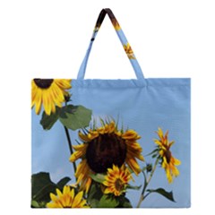 Sunflower Flower Yellow Zipper Large Tote Bag by artworkshop