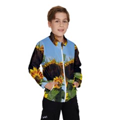 Sunflower Flower Yellow Kids  Windbreaker by artworkshop