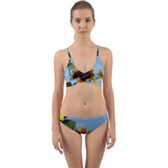 Sunflower Flower Yellow Wrap Around Bikini Set by artworkshop