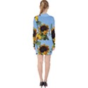 Sunflower Flower Yellow V-neck Bodycon Long Sleeve Dress View2