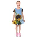 Sunflower Flower Yellow Kids  Short Sleeve Velvet Dress View1